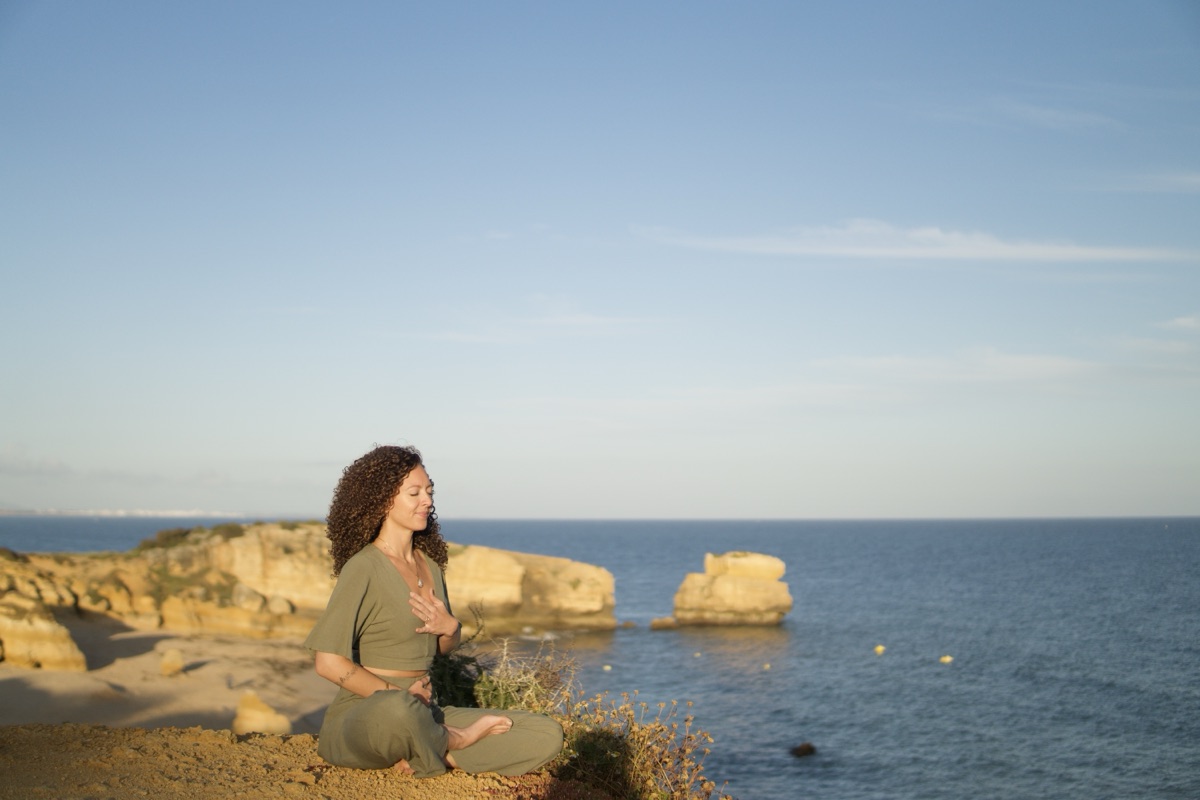Liza sitting quietly beside the Algarve coast