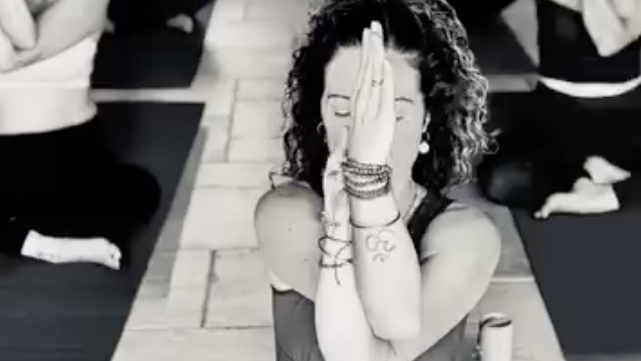 A quiet moment during a yoga practice